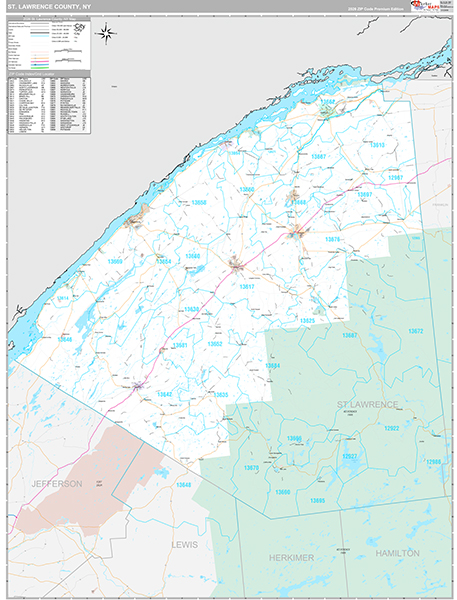 St. Lawrence County, NY Zip Code Map